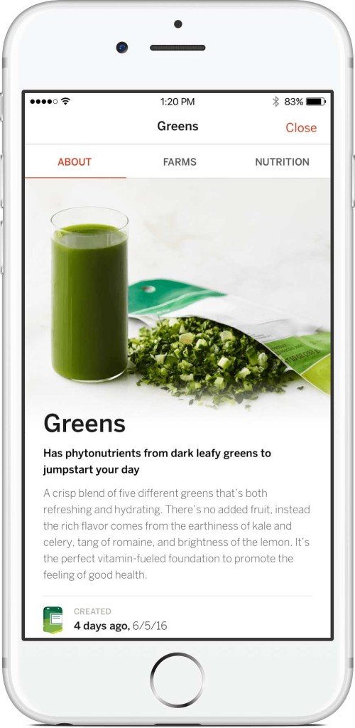 Juicero app juice information