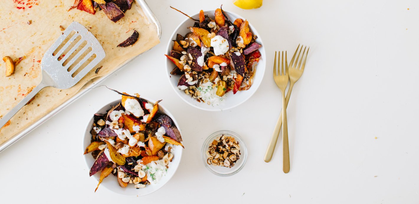 Roasted Veggie Bowl with CitrusFennel Yogurt Sauce Sonima
